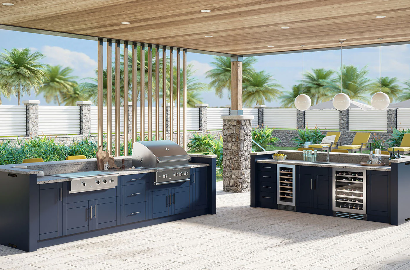 Navy HDPE double-island kitchen