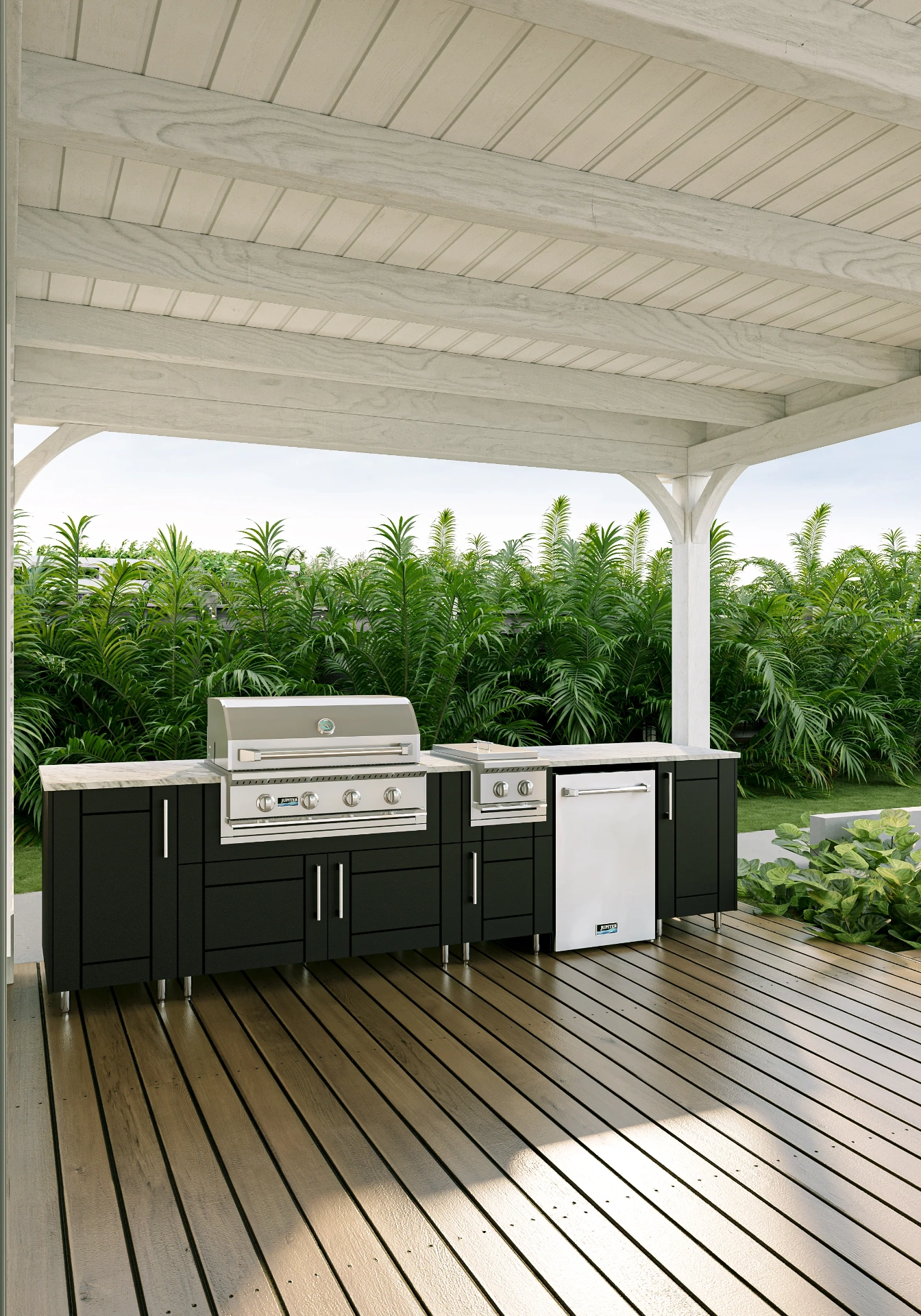 Black HDPE kitchen on covered deck