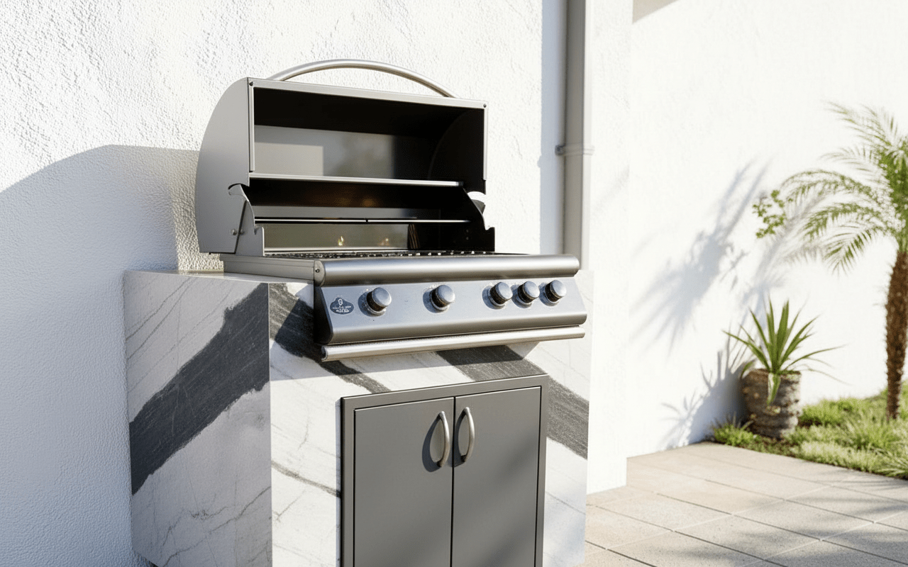 Real stone grill cabinet by Brendan William Designs