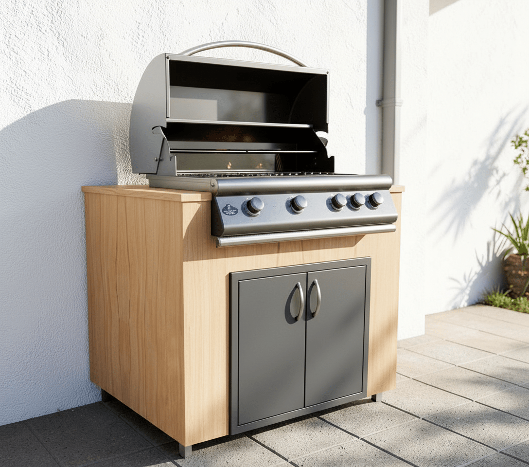 Real stone grill cabinet detail